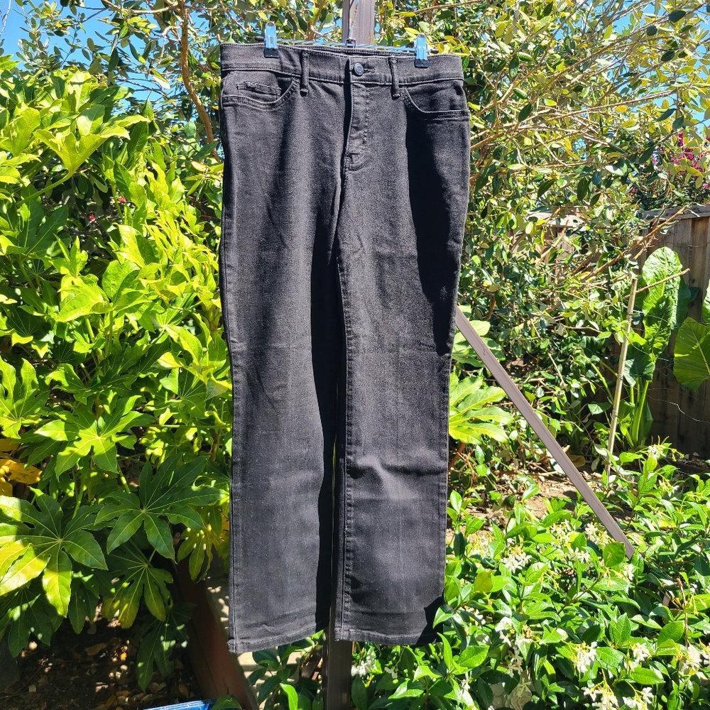 Lee Flex Motion Regular Fit Mid Rise Straight Leg Black Jeans Size 10 SHORT